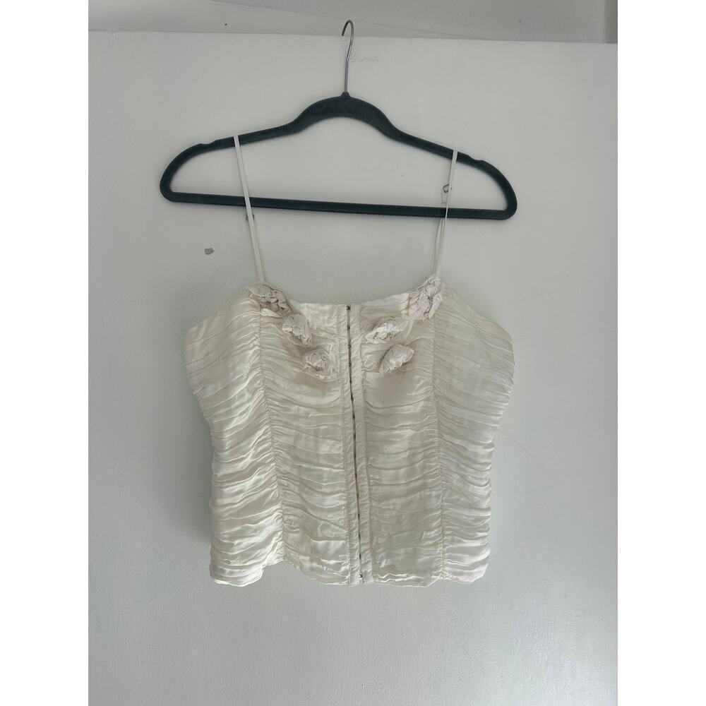Cream Ruched Satin Corset Top